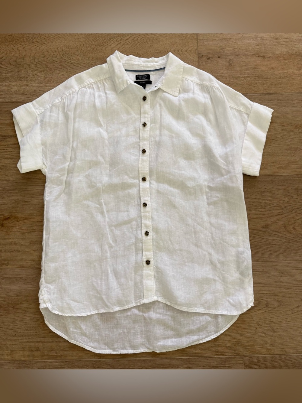J.Crew Baird McNutt Irish Linen Relaxed Short Sleeve Shirt S White